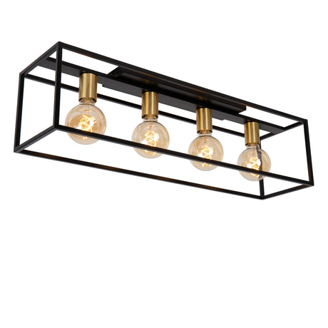 Plafonnier Ruben à 4 lumières rétro noir, laiton 80cm (1)