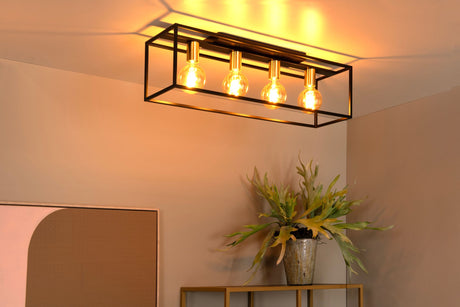 Plafonnier Ruben à 4 lumières rétro noir, laiton 80cm (2)
