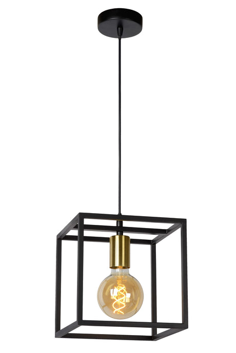 Pendelleuchte Ruben würfelförmig Vintage Schwarz, Messing (2)
