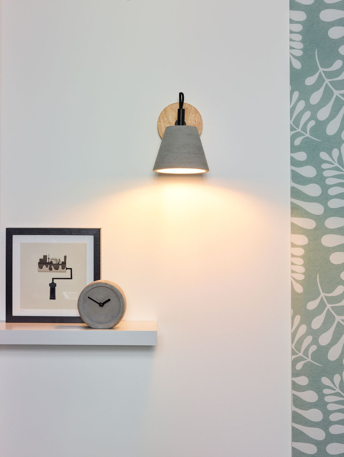 Applique Possio a 1 luce in cemento grigio, legno (1)