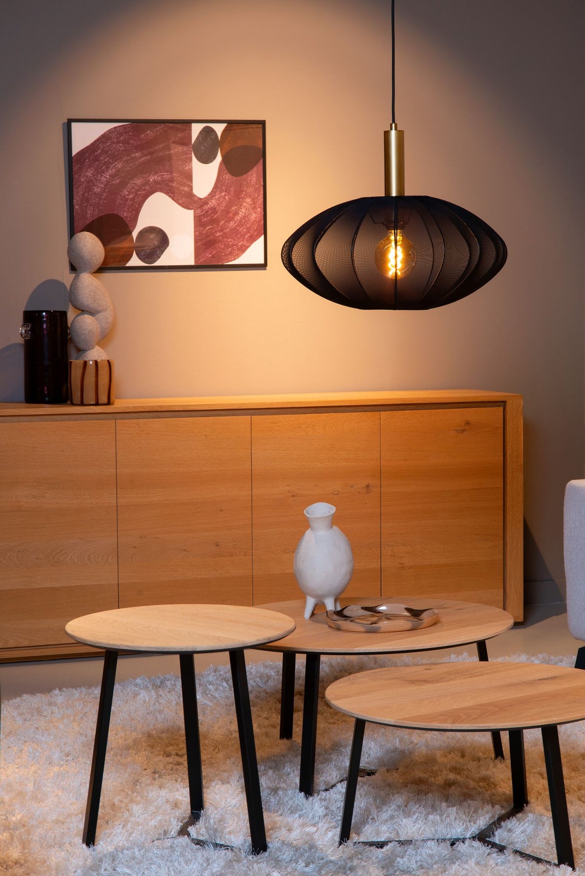Pendelleuchte Corina mit ovalem Stoffschirm Ø 50cm (3)