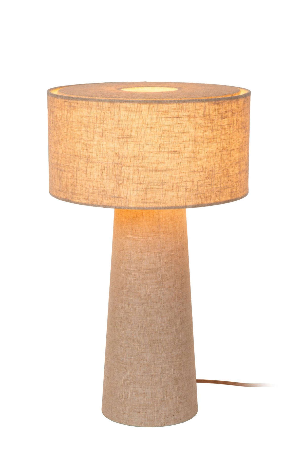 Bordlampe Leeroy 1 lyskilde med linnedskærm i taupe 30 cm (2)