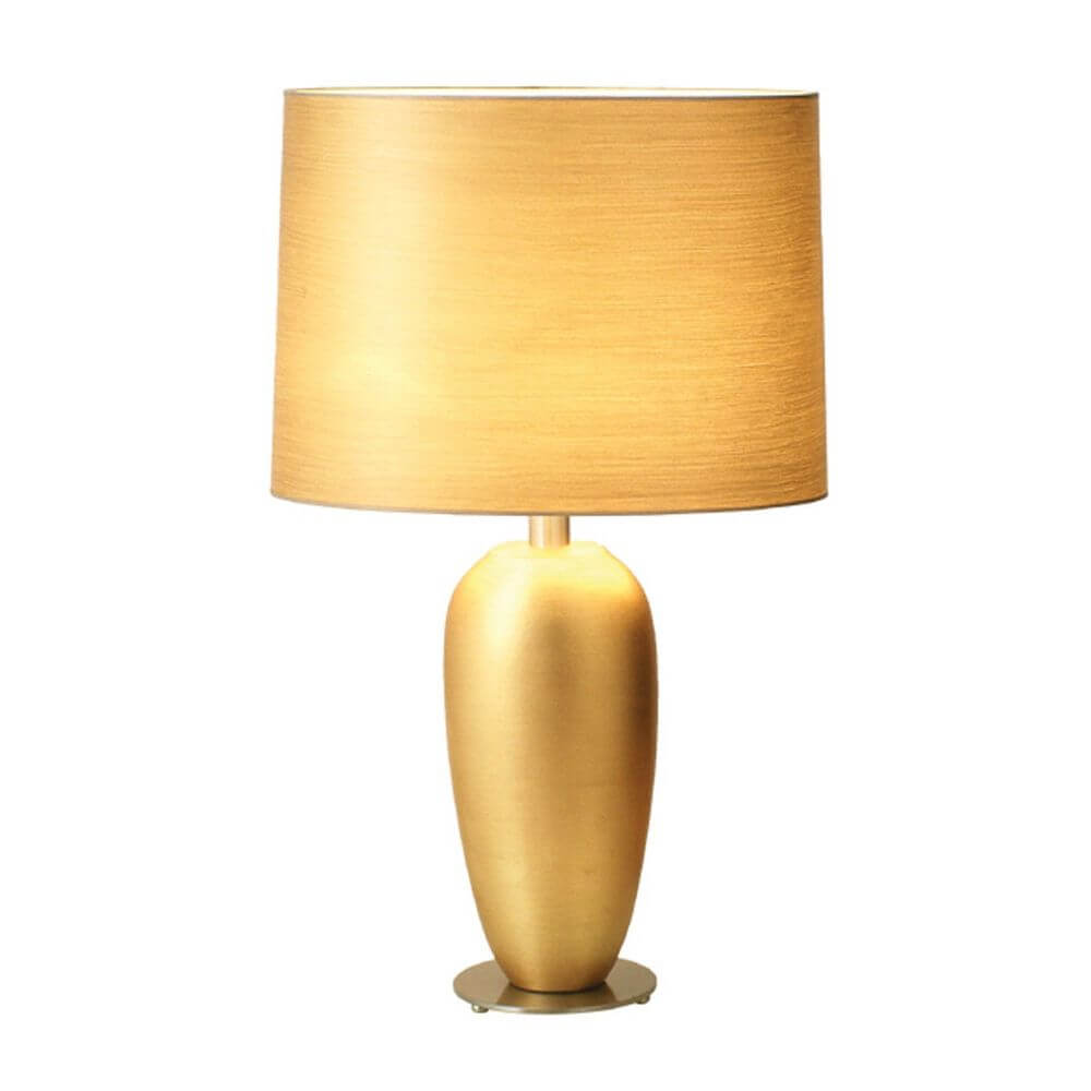 Tischleuchte Omega Oval Keramik-Metall Blattvergoldet-Vernickelt in elegantem Design.