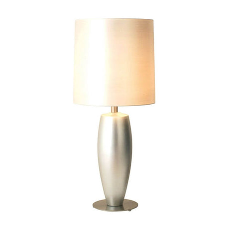 Lampada da tavolo Sigma Sottile Grande in ceramica, argentata a foglia con design moderno e illuminazione delicata.