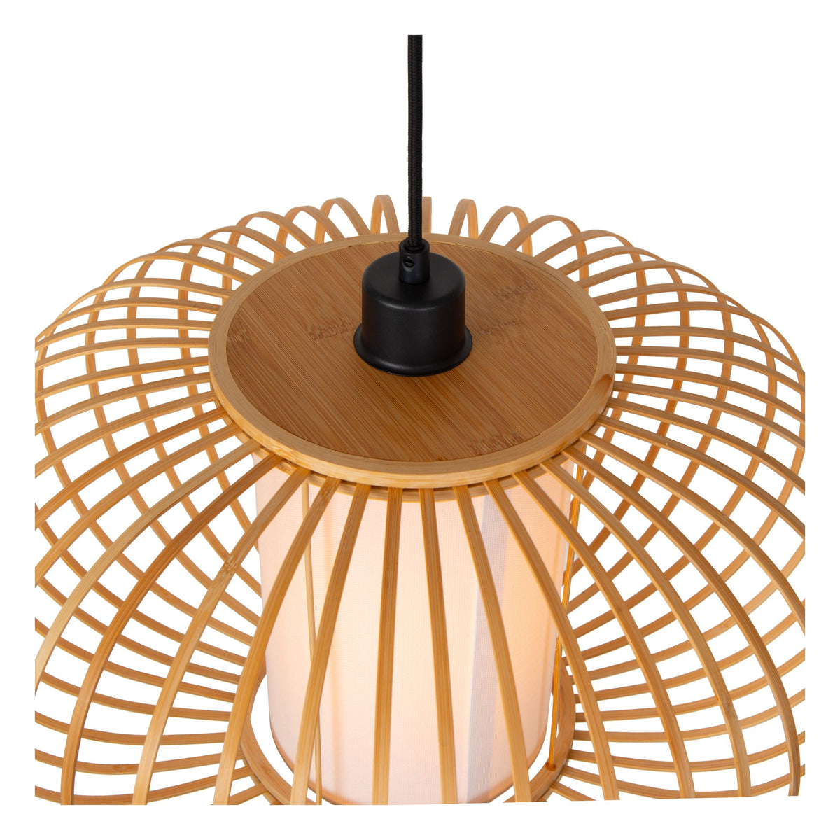 Suspension Thuline avec abat-jour en bambou Ø 60cm naturel, noir (4)