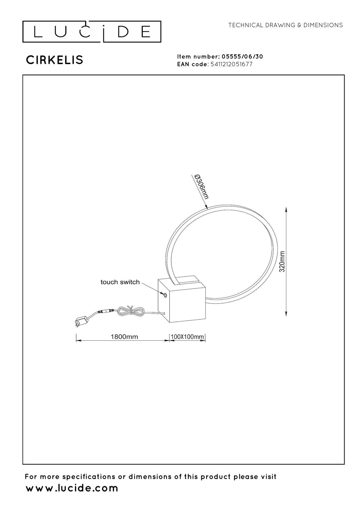 LED-Tischleuchte Cirkelis mit Touchdimmer Schwarz 32cm (6)