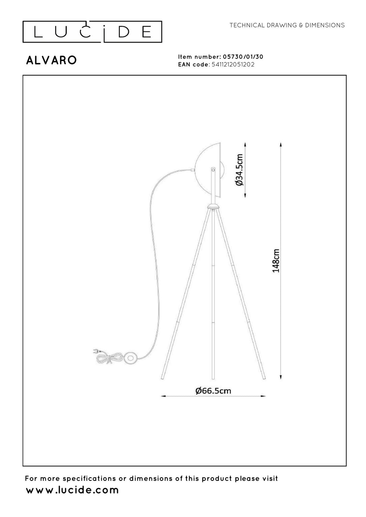 Stehleuchte Alvaro Dreibein Schwarz, Messing 148cm (7)
