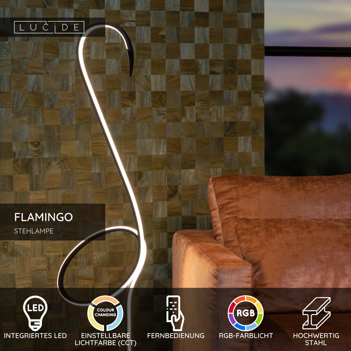 Flamingo floor lamp LED with RGB colour change Multicolour (5)