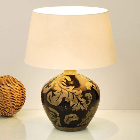 Lampada da tavolo Toulouse 42 cm in ceramica, nero-fango con design elegante e colori sobri.