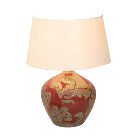 Table lamp Toulouse glazed ceramic red-mud with decorative lampshade in an elegant design.