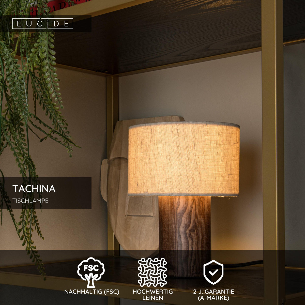 Tischlampe Tachina mit Leinenschirm Länge 15cm (5)
