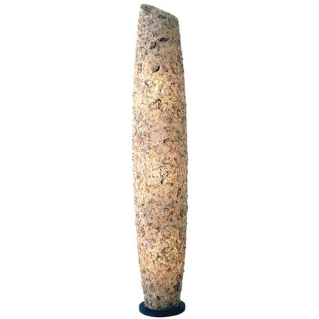 Candeeiro de pé de 3 luzes Sirena conchas-fibra de vidro natural-areia-castanho com design elegante e luz quente.