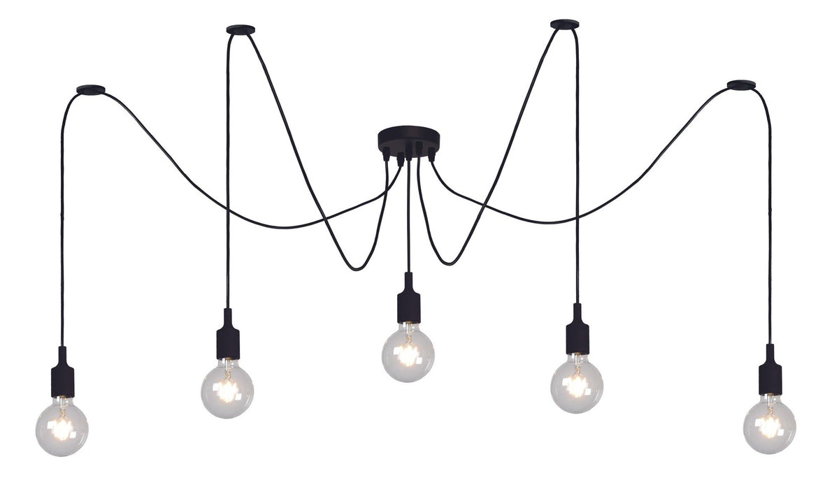 Suspension Fix à 5 lumières Noir (2)