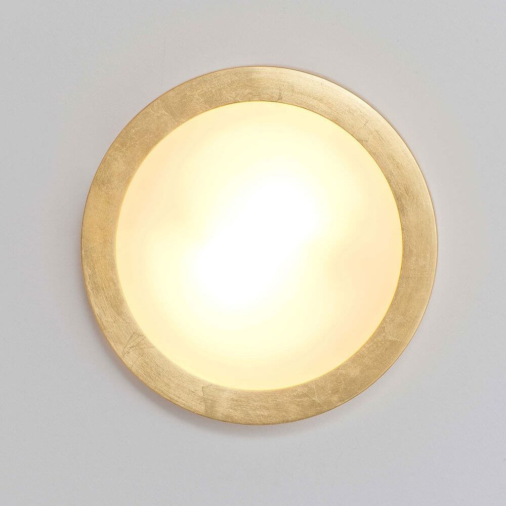 Deckenleuchte 2-flammig Spettacolo Keramik Gold mit elegantem, rundem goldenem Design und weichem Licht.