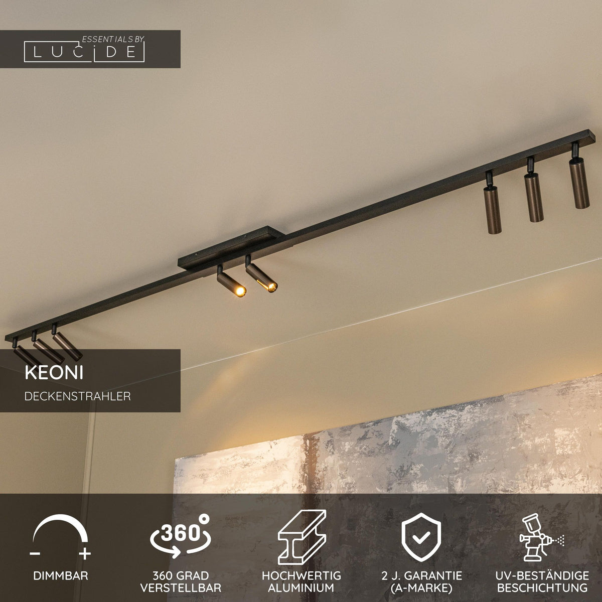 Faretto da soffitto Keoni a 8 luci orientabile e girevole (4)