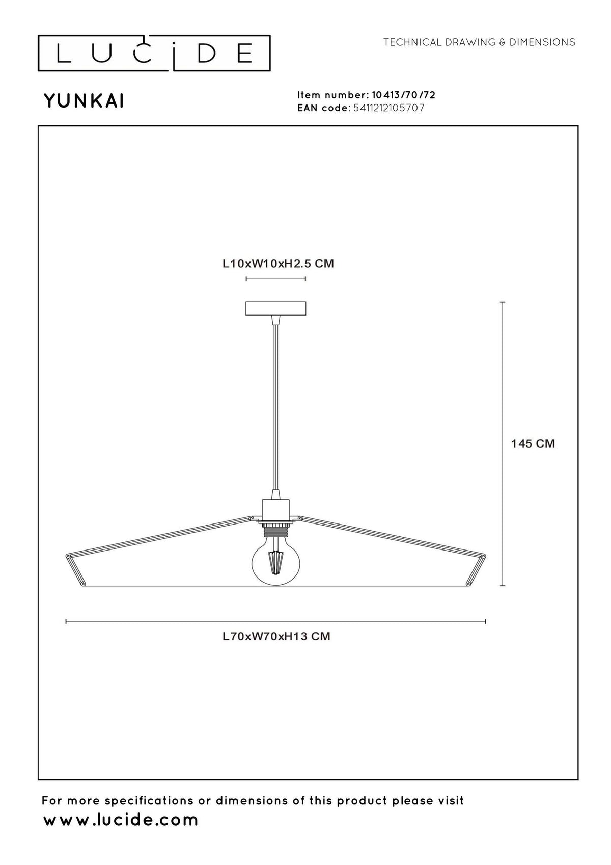Candeeiro suspenso Yunkai Ø 70cm abajur de papel regulável em altura Natur (7)