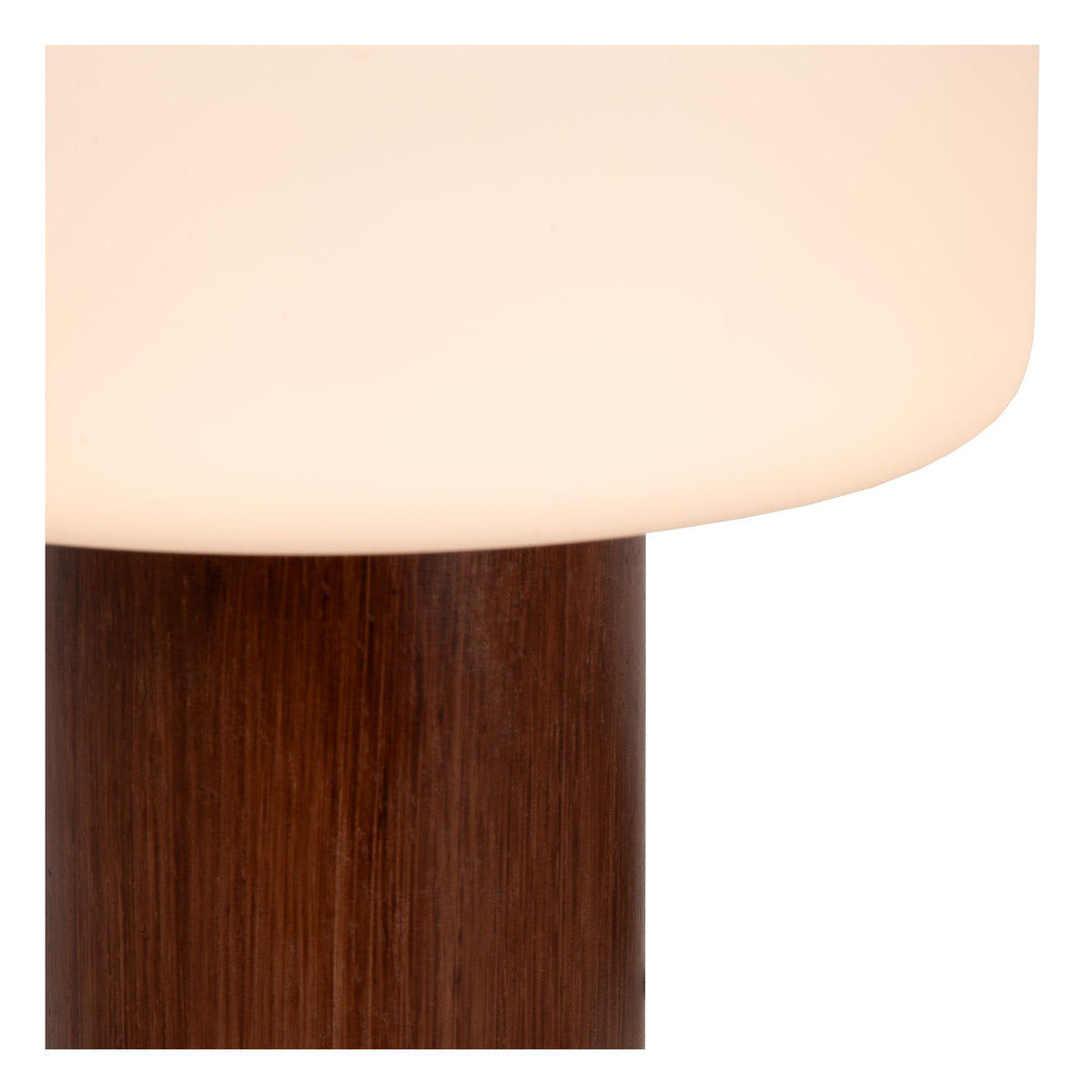 Lampe de table Kenan abat-jour en verre opalin base en bois naturel (3)