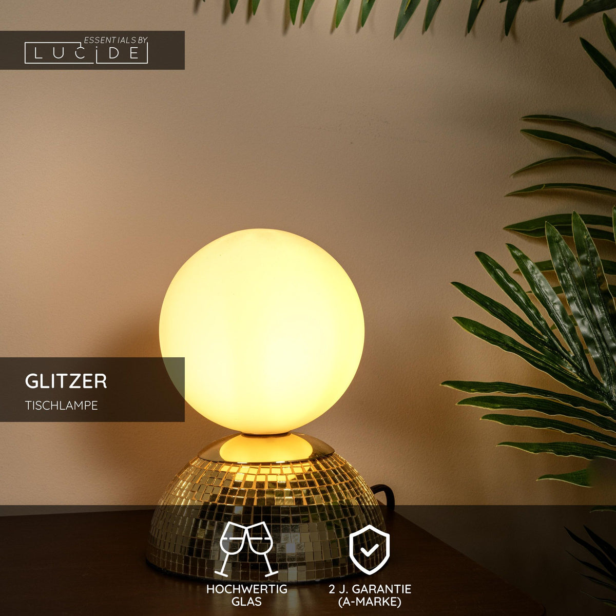 Tischlampe Glitzer mit Schirm aus Glas (6)