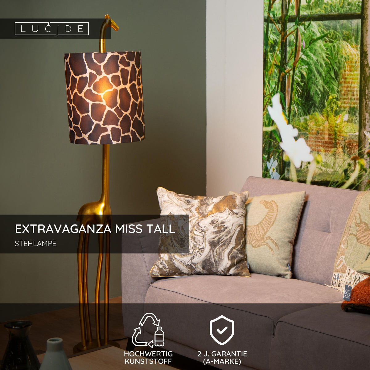 Stehleuchte Extravaganza Miss Tall Giraffe mit Stoffschirm Messing 160cm (6)