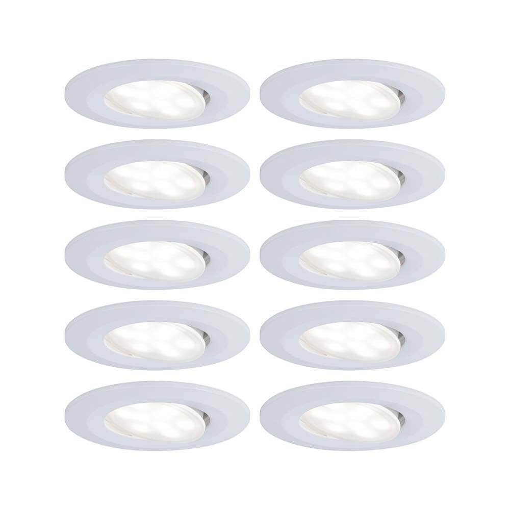 10er-Set LED Einbauleuchten Calla in Weiß, schwenkbar und blendfrei, ideal für Neuinstallationen.
