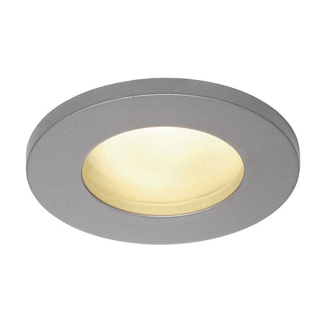Dolix GU10 Downlight rund silbergrau max. 35W, IP44 Deckeneinbauring aus Aluminium