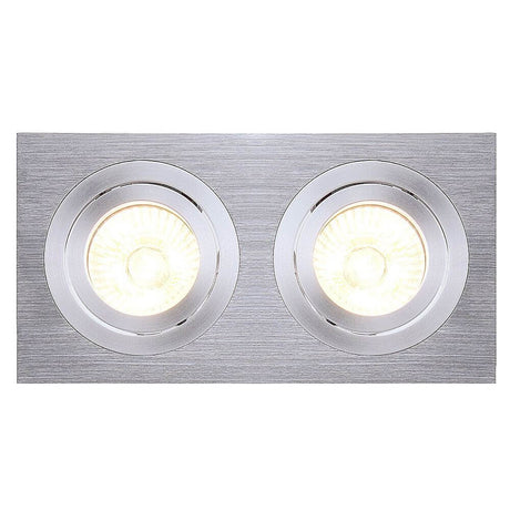Ny Tria II GU10 Downlight rektangulært børstet aluminium med to pærer og drejeligt design.