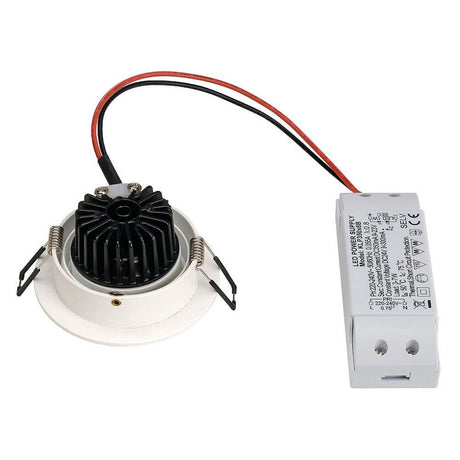 New Tria LED Round Downlight Weiß 6W 38° 3000K mit LED-Treiber und Kühlkörper