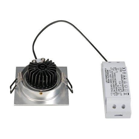Ny triade LED Downlight Firkantet Børstet Aluminium 6W 3000K med LED-Drivere og køleplader