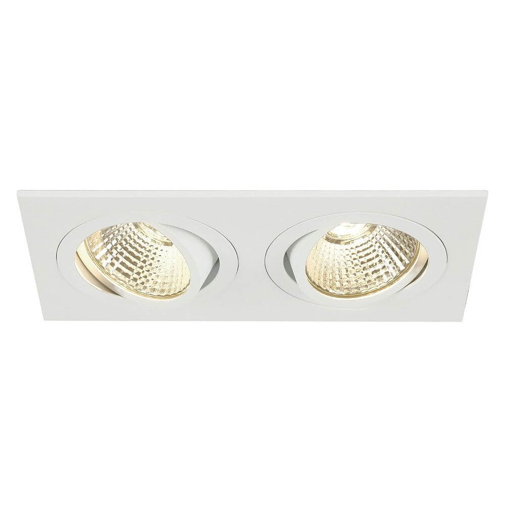 New Tria II LED Downlight Square Weiß 2x6W 38° 3000K mit zwei COB LEDs in Weiß.