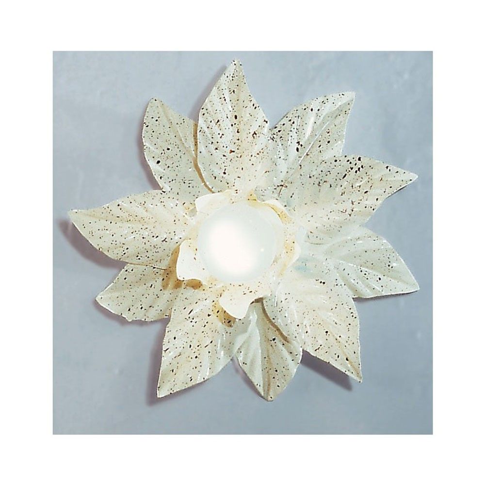 Deckenstern klein Altweiss-antik mit Sprenkel Ø 26cm, dekorative Deckenleuchte in Blütenform, elegant und stilvoll.