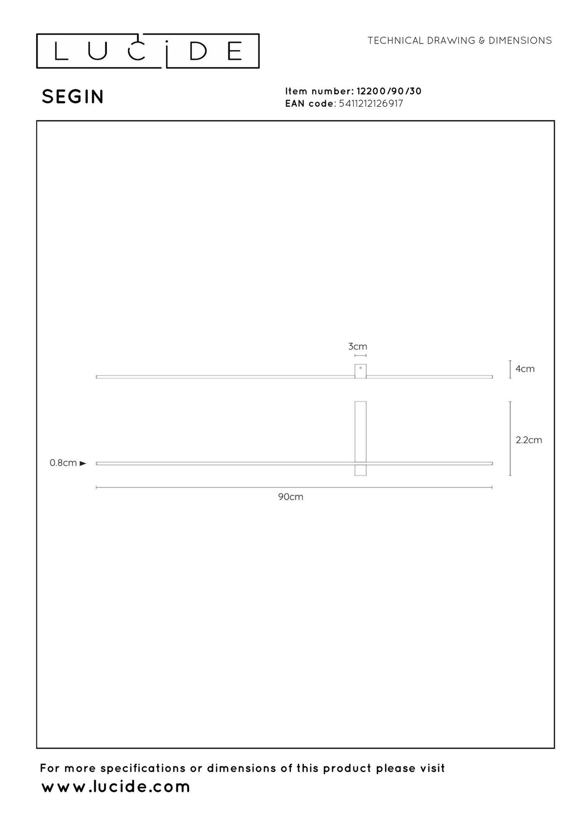 LED-Wandleuchte Segin indirekt Warmweiß 90cm Schwarz (7)
