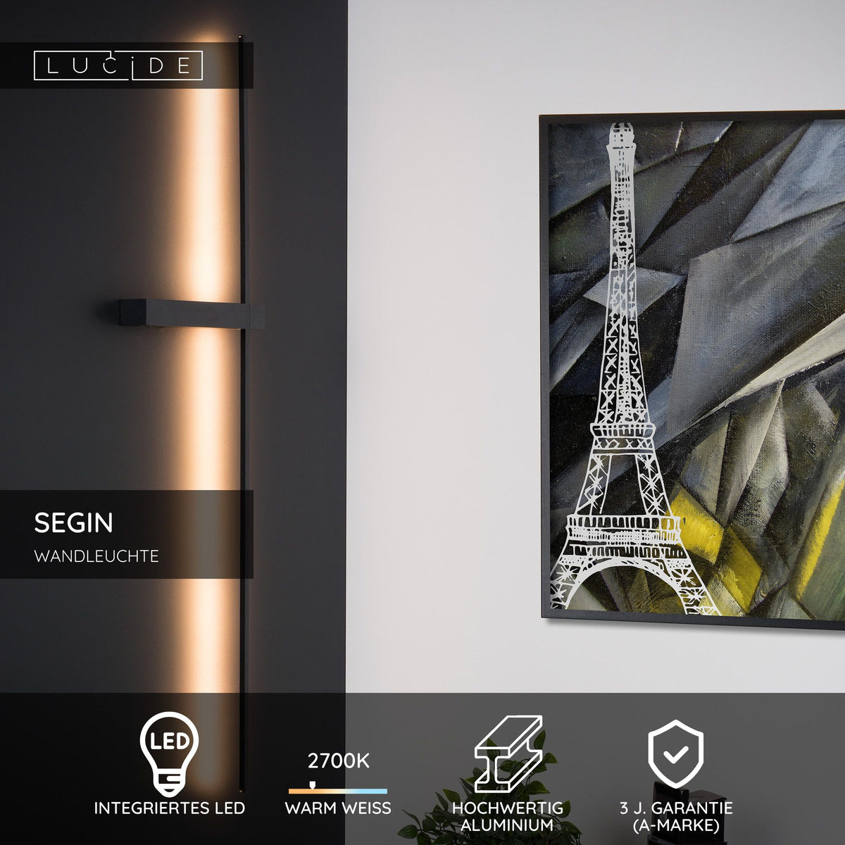 LED-Wandleuchte Segin indirekt Warmweiß 90cm Schwarz (6)