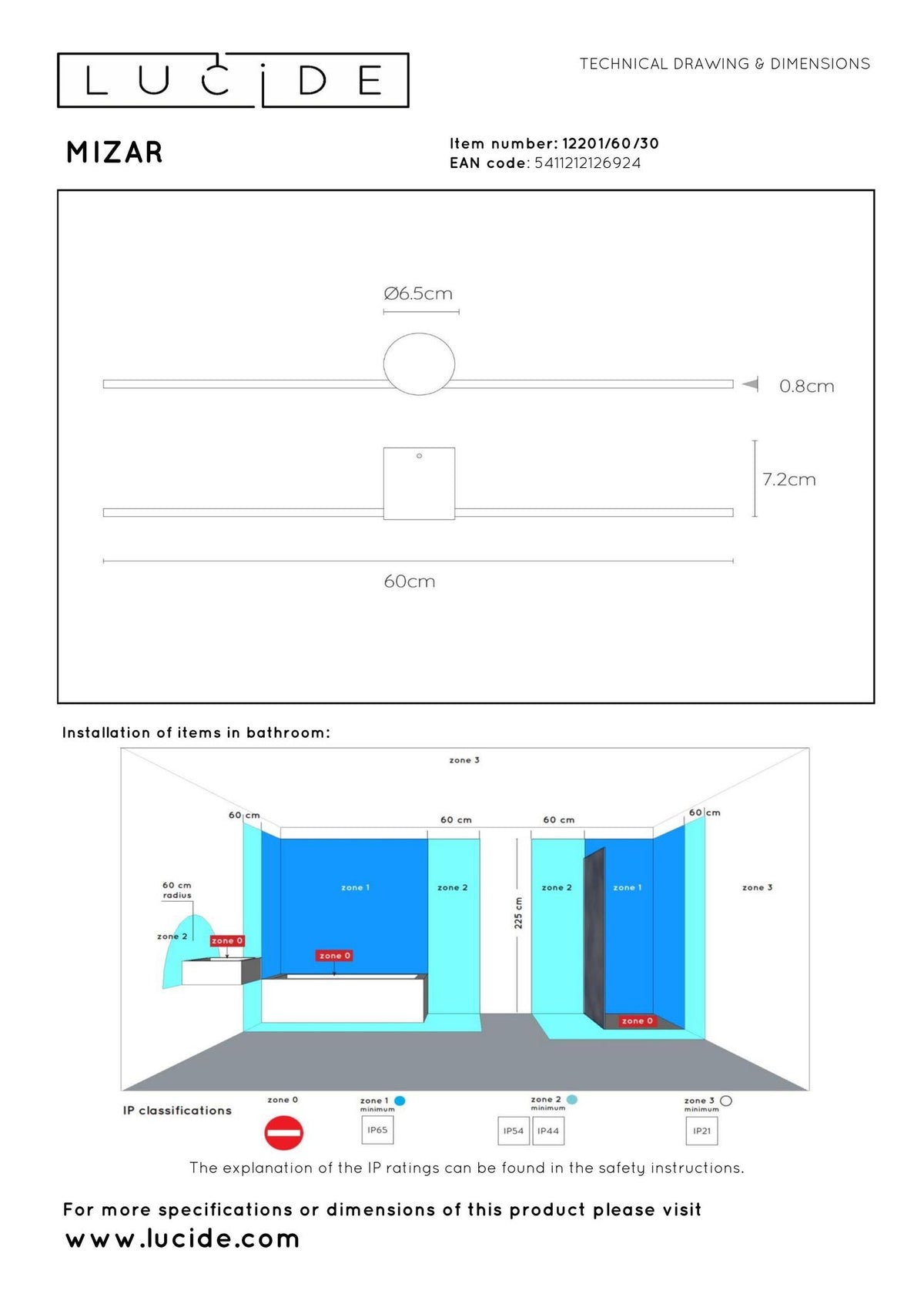 LED-Bad-Wandleuchte Mizar IP44 Länge 60cm (6)