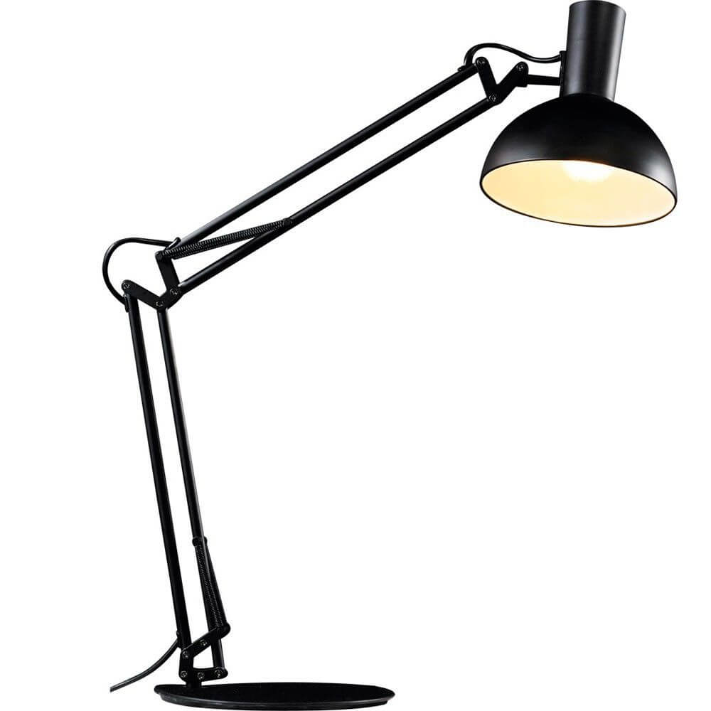 Arki Tischleuchte in Schwarz mit flexiblem Arm und modernem Design für stilvolle Beleuchtung.