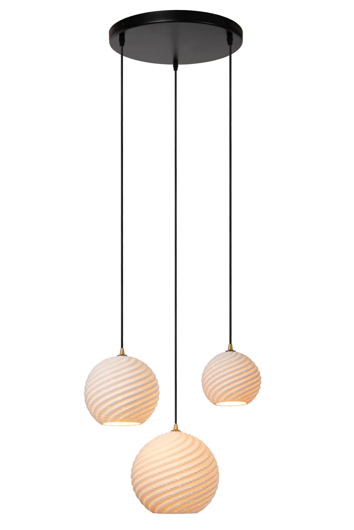 Lampada a sospensione Bina a 3 luci porcellana bianca regolabile in altezza Ø40cm (2)