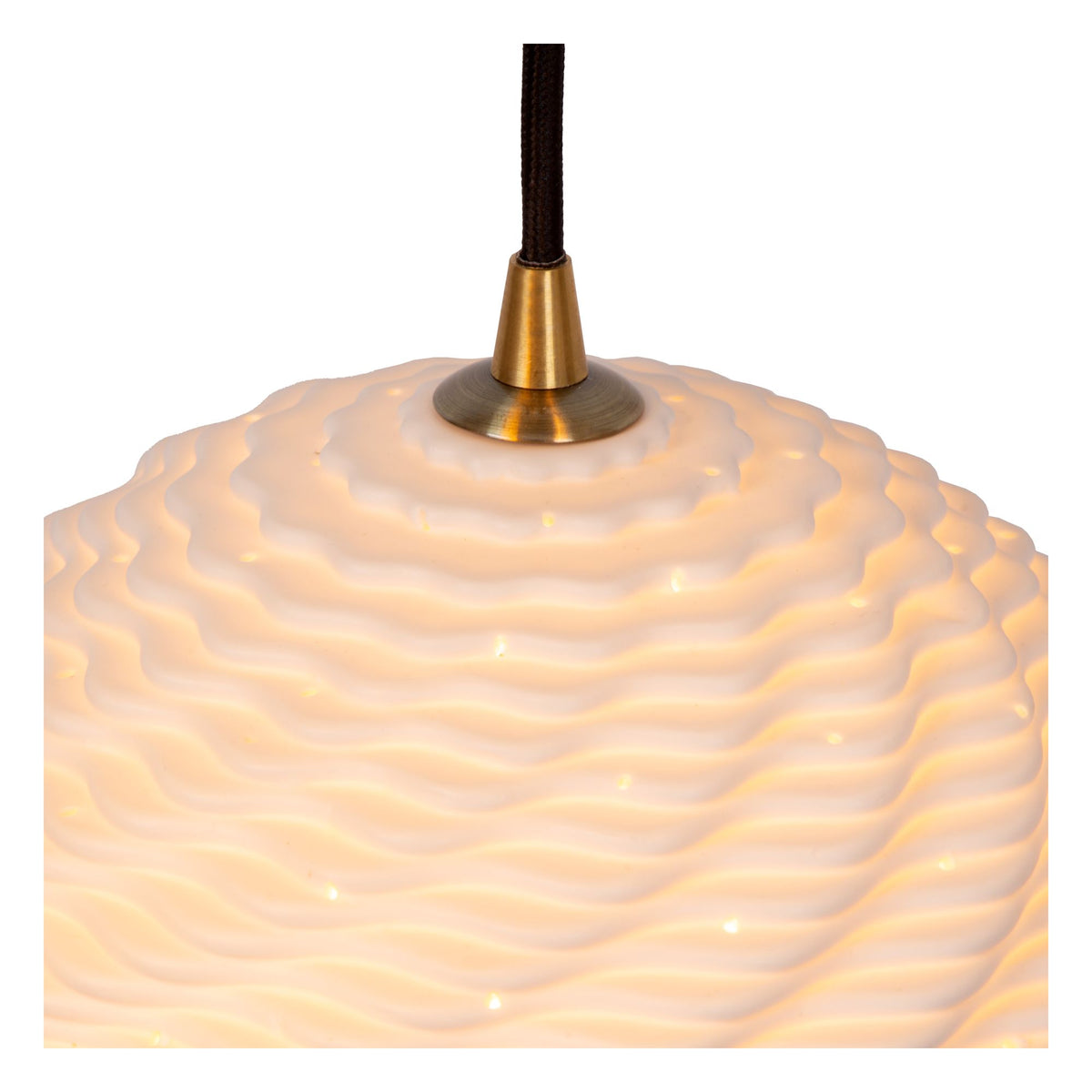 Lampada a sospensione Bina a 3 luci porcellana bianca regolabile in altezza Ø40cm (4)