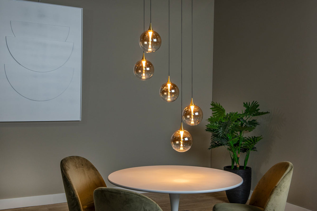 LED-Gisela pendant light 5-light dimmable glass amber 48cm (3)