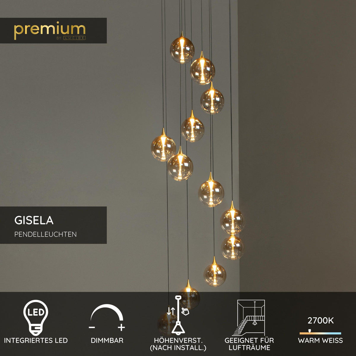 Pendelleuchte Gisela 12-flammig dimmbar höhenverstellbar (6)