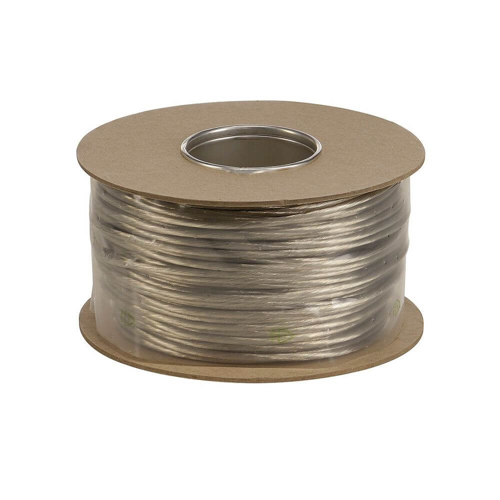 Niedervoltseil isoliert 6mm² 100m auf einer Rolle, ideal für Niedervolt Seil-Systeme in verschiedenen Längen und Farben.