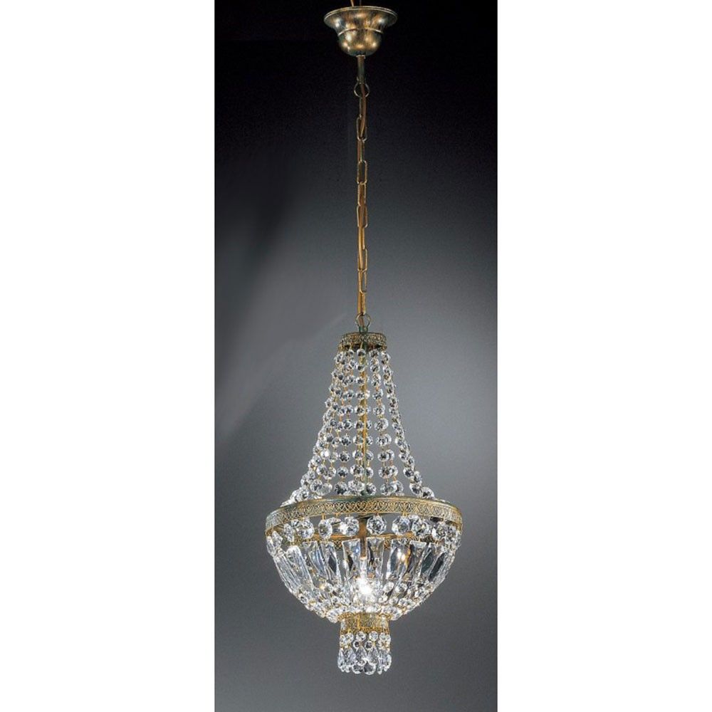 Cupola Pendel grün-antik mit Gold Ø 30cm, eleganter gesammelt mit Kristallverzierungen und antikem Goldfinish.