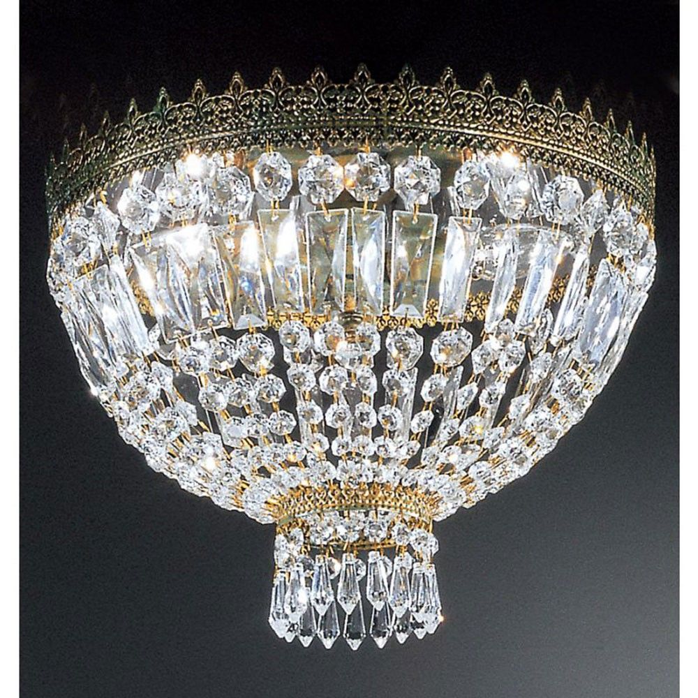 Cupola Deckenleuchte 3-flammig gründ-antik mit Gold Ø 40cm, elegante Kristallleuchte mit goldenen Akzenten