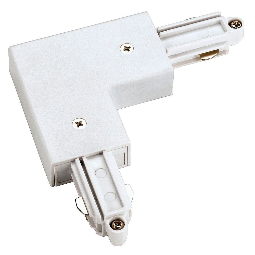 1-Phasen Eckverbinder Aufbauversion Weiß Erde Außen für Hochvolt-Systeme in Weiß.