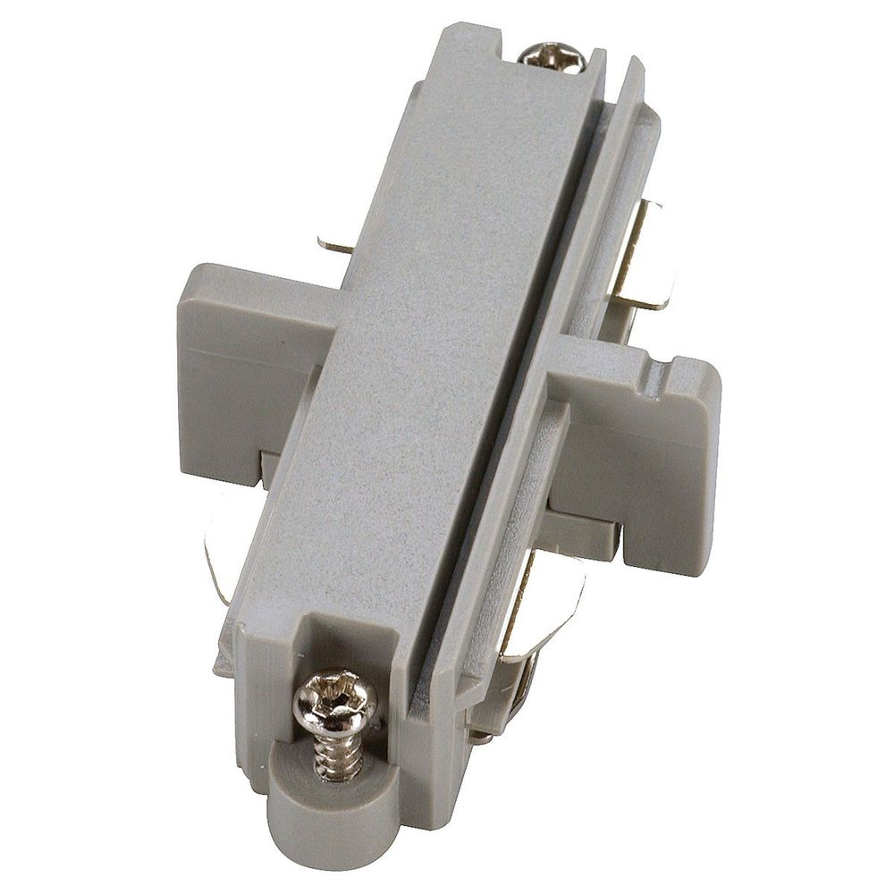 Längsverbinder für 1-Phasen HV-Stromschiene silbergrau elektrisch mit Anschlussdetails.