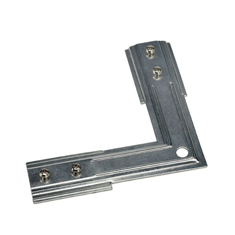 Connecteur d’angle stabilisateur long pour rail haute tension monophasé Nickel-mat - pièce de liaison pour système haute tension.