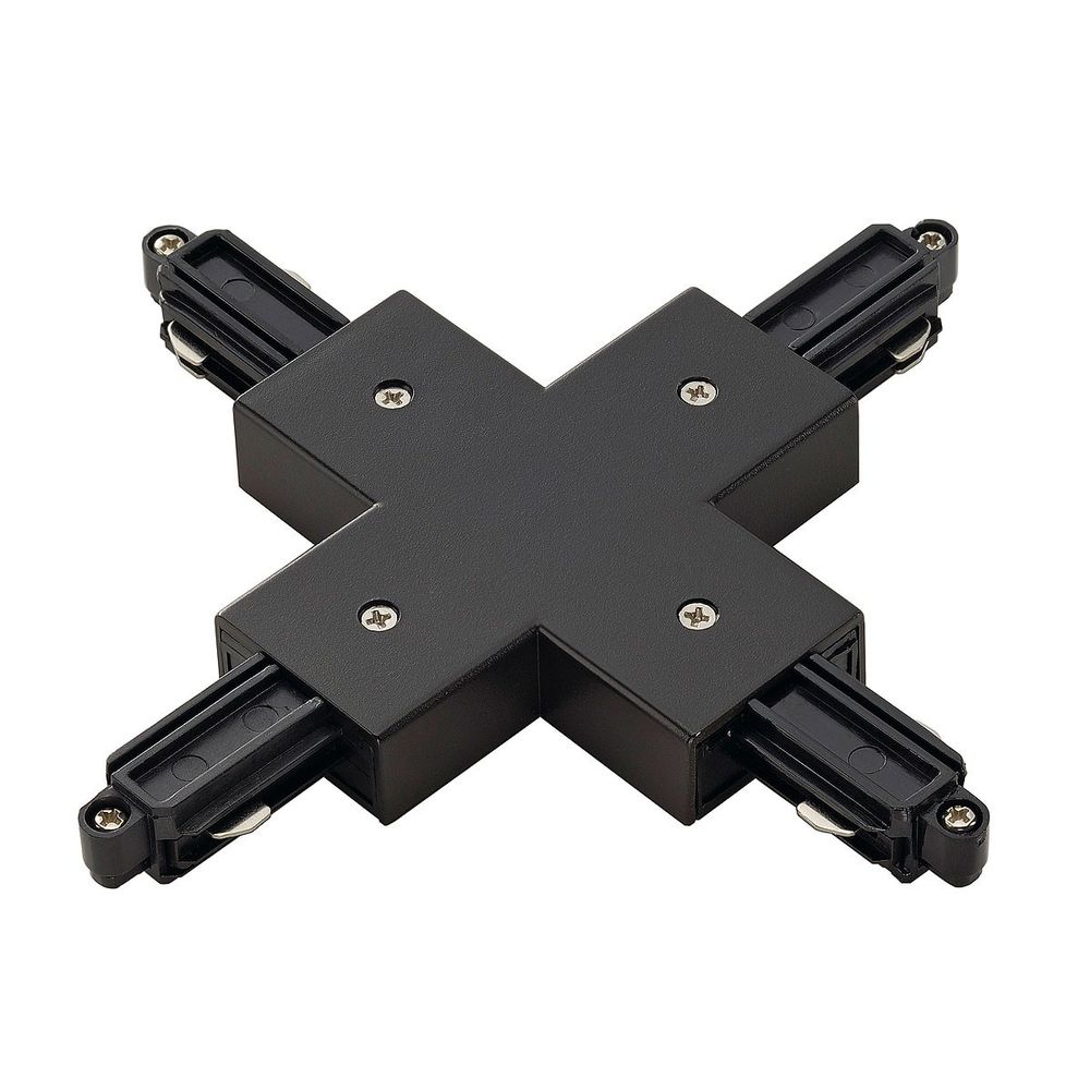 X-Verbinder für 1-Phasen HV-Stromschiene Aufbauversion schwarz, kompaktes Verbindungselement in Schwarz.