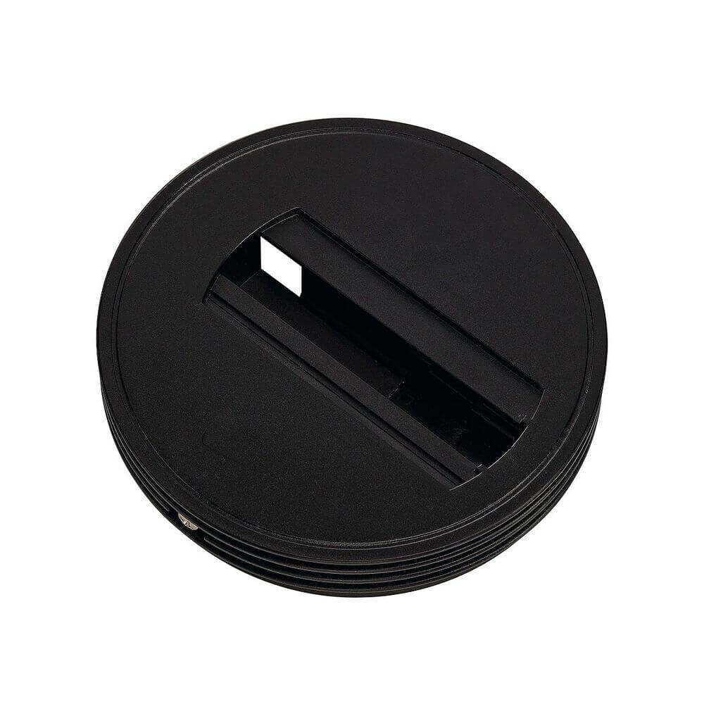 Deckenrosette für 1P. -Adapter schwarz, schwarze runde Halterung für Leuchten mit 1Phasen Hochvolt-Schienen.