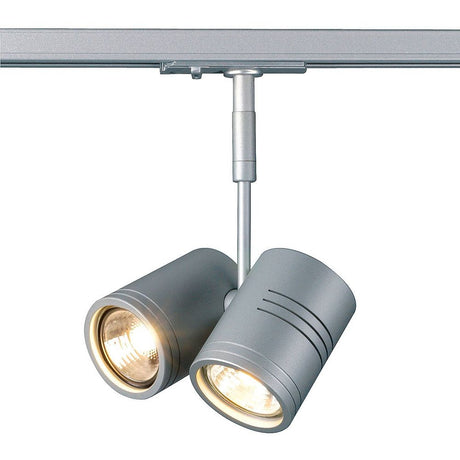 Bima II lamp head silver-grey 2xGU10 max. 50W incl. 1-pole adapter for high-voltage spotlights