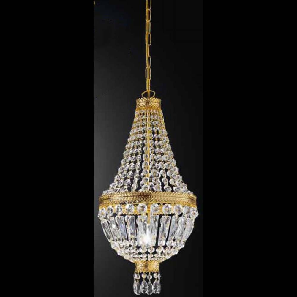 Cupola Gold Pendelleuchteleuchte 24 Karat verGoldet Ø 30cm mit glitzernden Kristallen