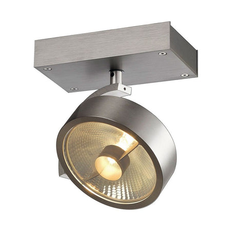 Kalu 1 QPAR Deckenleuchte alu-gebürstet ES111 max. 75W mit schwenkbarem Leuchtenkopf und dimmbar.