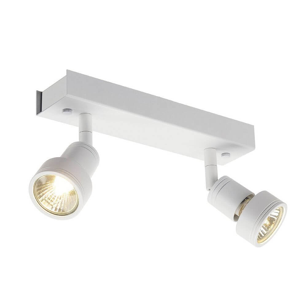 Puri 2 Deckenleuchte Weiß 2xGU10 max. 2x50W mit Decoring, Deckenleuchte mit zwei schwenkbaren Leuchtenköpfen.